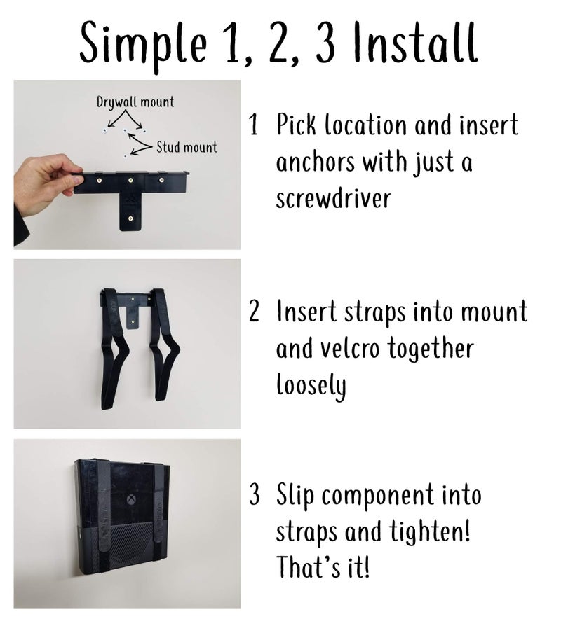 Mount Genie The All-in Wonder Mount by Mount Genie (5-Pack): The Easiest Wall Mount for Any Component Routers Modems Xbox Game Consoles DVRs | One Size Fits All | Home and Business (Black) - Image 5
